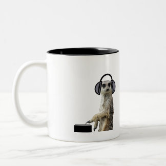 Caneca De Café Em Dois Tons Meerkat legal Funky DJ