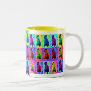 Caneca De Café Em Dois Tons Meerkat que olha acima o Multi-Painel de Popart do