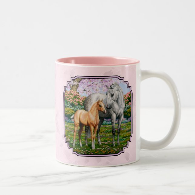 Caneca De Café Em Dois Tons Meia-Cavalo Trimestre e Rosa-Foto (Direita)