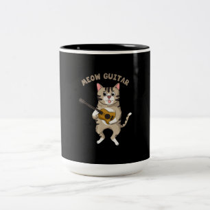 Caneca De Café Em Dois Tons Meia guitarra, Gato Bonito, Jogando Gatinhos Engra