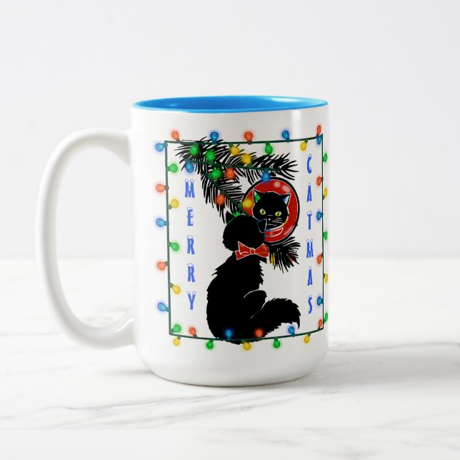 Caneca De Café Em Dois Tons Meio século Moderno Natal! (Esquerda)
