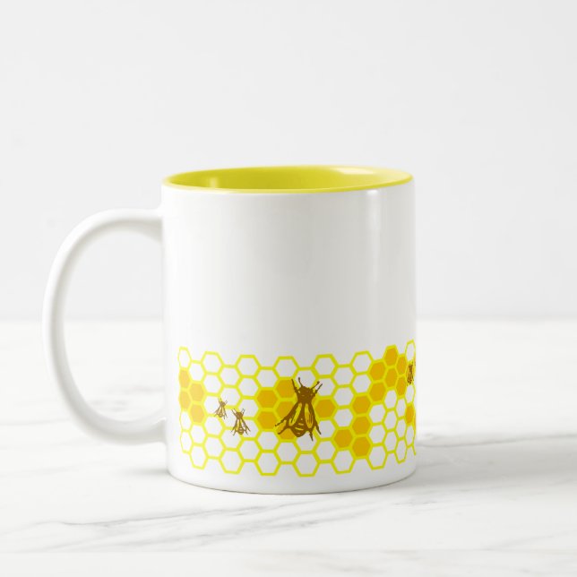 Caneca De Café Em Dois Tons Mel Bebê Honeycomb Coffee Mug (Esquerda)