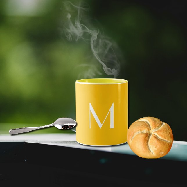 Caneca De Café Em Dois Tons Mel claro âmbar - adicionar monograma (Criador carregado)