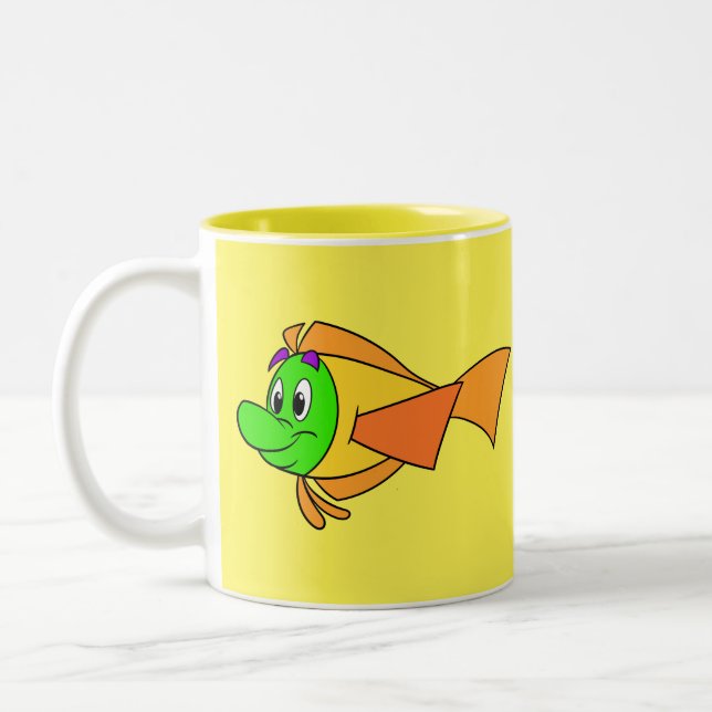 Caneca De Café Em Dois Tons Mel de desenho animado de FriendFish (Esquerda)