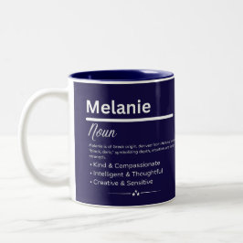 Caneca De Café Em Dois Tons Melanie, Girl Personalized Name Definition Mug