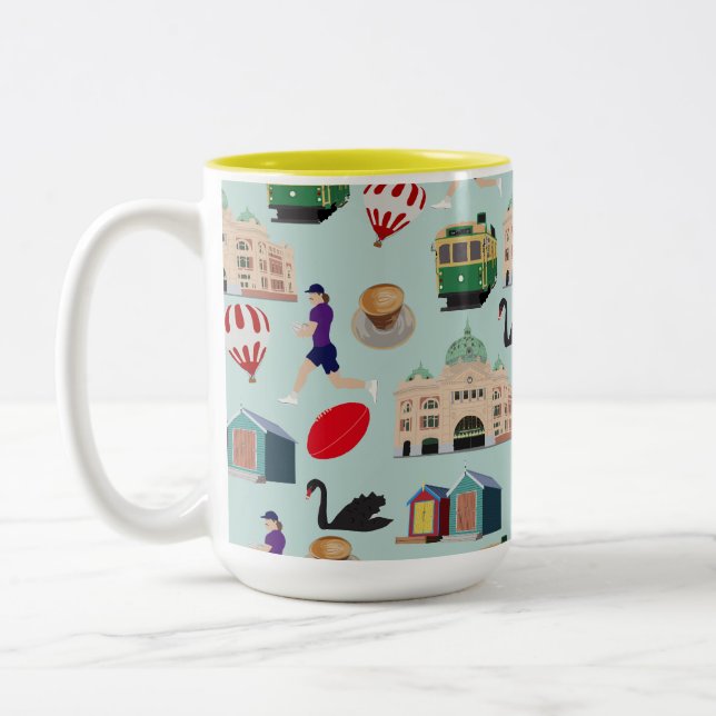 Caneca De Café Em Dois Tons Melbourne Aus,Flinders St Station Coffee Football  (Esquerda)