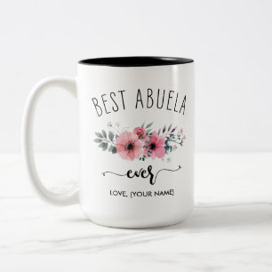 Caneca De Café Em Dois Tons Melhor Abuela - (SEU NOME) Buquê Rosa Mug
