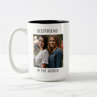 Caneca De Café Em Dois Tons Melhor Amigo da Foto Personalizada Mundial