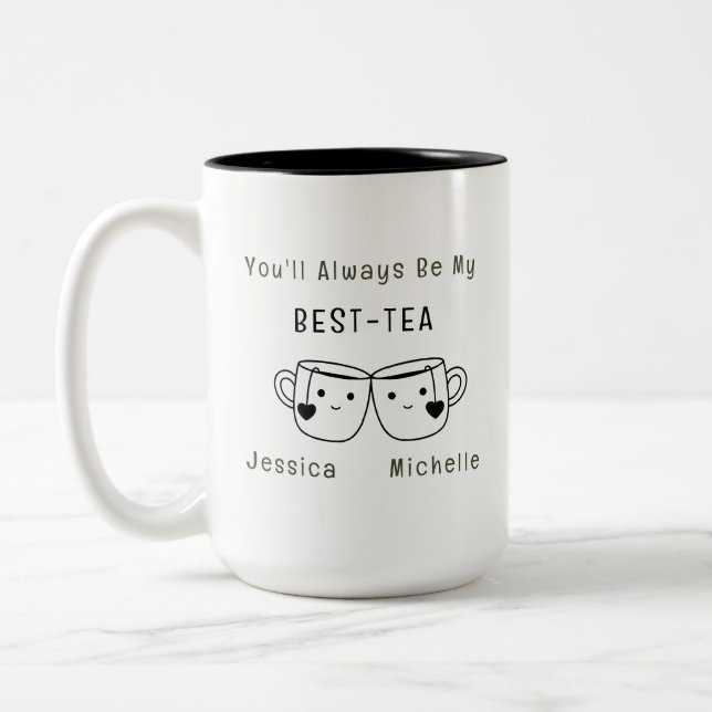 Caneca De Café Em Dois Tons Melhor Amizade Personalizada do Chá (Esquerda)