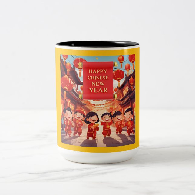 Caneca De Café Em Dois Tons Melhor Ano Novo Chinês 2025 (Centro)