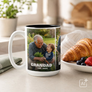 Caneca De Café Em Dois Tons Melhor Avô Colagem de Fotos em Destaque