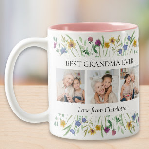 Caneca De Café Em Dois Tons Melhor Avó de Sempre Foto de Flor Silvestre