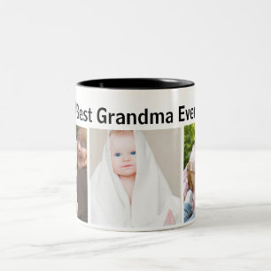 Caneca De Café Em Dois Tons Melhor Avó de Todos os Tempos 3Colagem de Fotos Pe