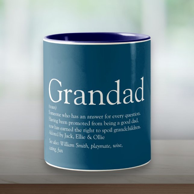 Caneca De Café Em Dois Tons Melhor Avô do Mundo, Avô, Papai Definição (Worlds Best Ever Grandpa, Grandad, Papa Definition Two-Tone Coffee Mug)