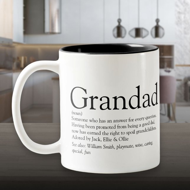 Caneca De Café Em Dois Tons Melhor Avô do Mundo Papai Avô Definição (World's Best Ever Grandpa Grandad Papa Definition Two-Tone Coffee Mug)