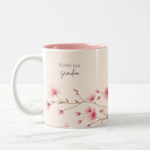 Caneca De Café Em Dois Tons Melhor Avó do Mundo - Pastel Floral Personalizado