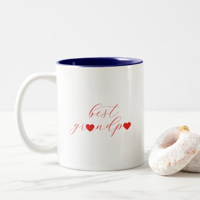 Caneca De Café Em Dois Tons Melhor Avô, Presente do Vovô, Moderno  (Com Donut)
