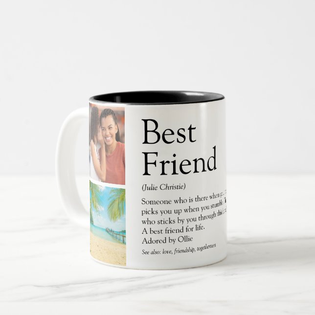 Caneca De Café Em Dois Tons Melhor Besties Amigo Definição 4 Foto (Frente Esquerda)