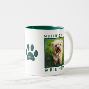 Caneca De Café Em Dois Tons Melhor Cachorro do mundo Foto da mãe Paw Imprime V