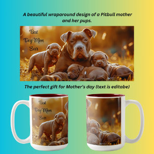 Caneca De Café Em Dois Tons Melhor Cachorro Mamãe Sempre Pitbull