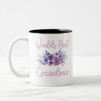 Caneca De Café Em Dois Tons Melhor camiseta da vovó Flor de Aqua Roxo
