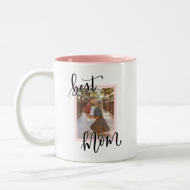 Caneca De Café Em Dois Tons MELHOR caneta personalizada MOM com imagem (Esquerda)