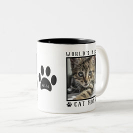 Caneca De Café Em Dois Tons Melhor Cat do Mundo - Papo Imprime Nome Foto Pet