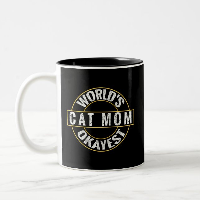 Caneca De Café Em Dois Tons Melhor Cat Mãe (Esquerda)