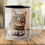 Caneca De Café Em Dois Tons Melhor Cat Mãe de Teve Foto Personalizada Moderna<br><div class="desc">Este design simples e clássico é composto por tipografia serif e adiciona uma foto personalizada</div>