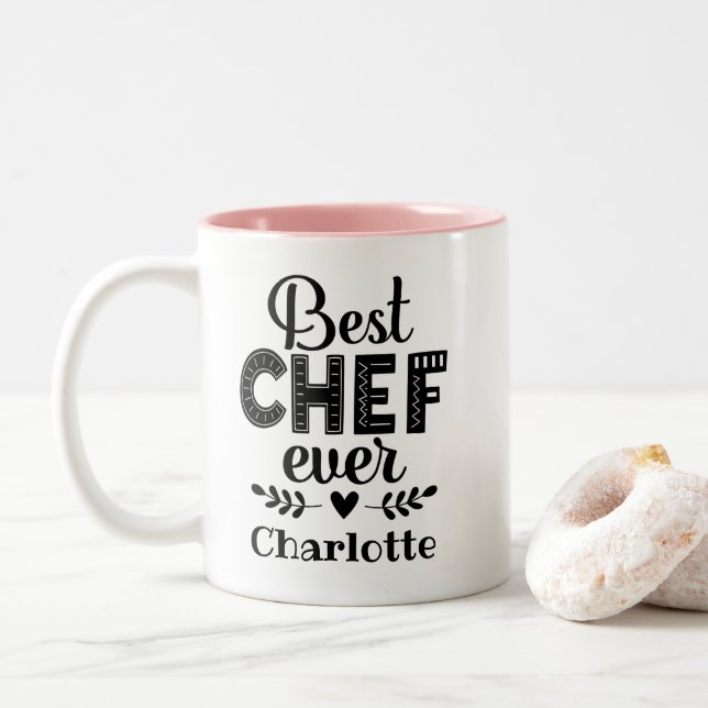 Caneca De Café Em Dois Tons Melhor Chef de Sempre (Com Donut)