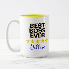 Caneca De Café Em Dois Tons Melhor Chefe de Todos os Tempos (Inicial do Nome) 