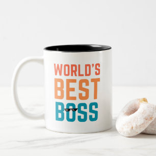 Caneca De Café Em Dois Tons Melhor Chefe do Mundo, presente de escritório engr