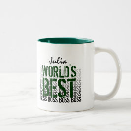 Caneca De Café Em Dois Tons Melhor Chefe Grunge com Carta Verde Preto 005