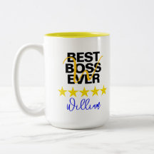 Melhor Chefe Nunca (Nome Inicial) Office Café Mug