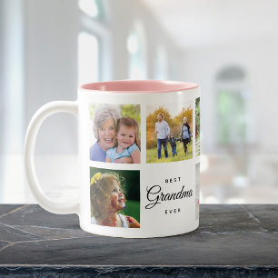 Caneca De Café Em Dois Tons Melhor Colagem De Fotos Da Família Chic Já Moder