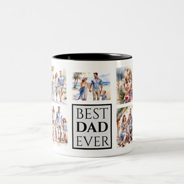 Caneca De Café Em Dois Tons Melhor Colagem Personalizada de Fotos do PAI (Centro)