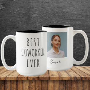 Caneca De Café Em Dois Tons Melhor Colega de Trabalho já Personalizado Fotogra