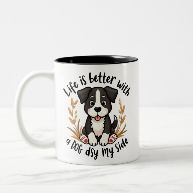 Caneca De Café Em Dois Tons Melhor Com Cães (Esquerda)