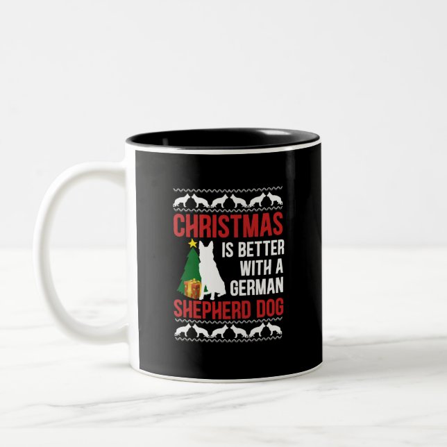 Caneca De Café Em Dois Tons Melhor Com German shepherd - Camisetas De Natal (Esquerda)