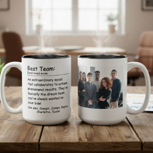 Caneca De Café Em Dois Tons Melhor definição de equipe Foto personalizada da e