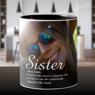 Caneca De Café Em Dois Tons Melhor definição de irmã Chic Script Foto de todos