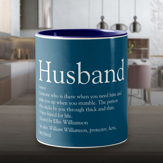 Caneca De Café Em Dois Tons Melhor Definição de Marido do Mundo (World's Best Ever Husband Definition Two-Tone Coffee Mug)
