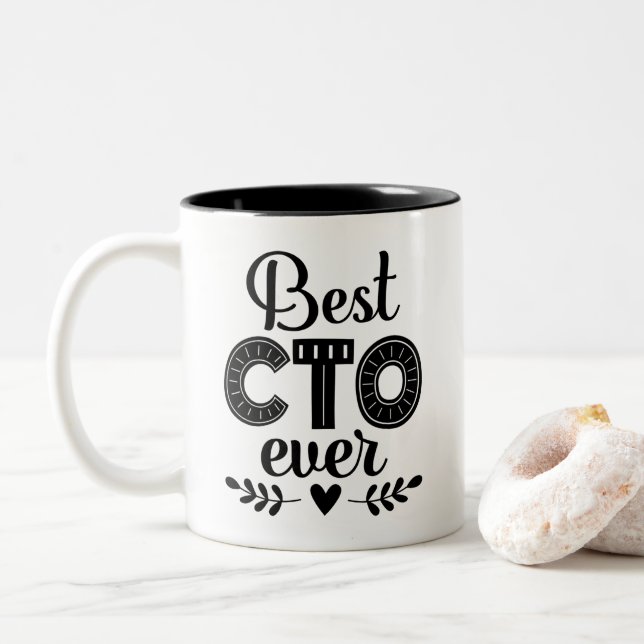 Caneca De Café Em Dois Tons Melhor diretor de tecnologia CTO Nunca (Com Donut)