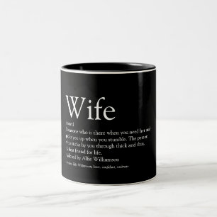 Caneca De Café Em Dois Tons Melhor Esposa do Mundo Definição Preto e Branco