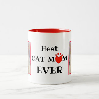 Caneca De Café Em Dois Tons Melhor Foto Personalizada Da Mãe Do Cat Alguma Vez