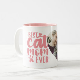 Caneca De Café Em Dois Tons Melhor Gato Mãe De Foto Rosa