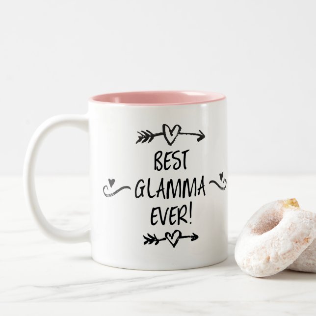 Caneca De Café Em Dois Tons Melhor Glamma de Todos os Tempos (Com Donut)