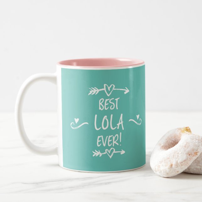Caneca De Café Em Dois Tons Melhor Lola de Todos os Tempos (Com Donut)
