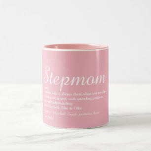 Caneca De Café Em Dois Tons Melhor Madrasta, Definição de Madrasta Script Rosa