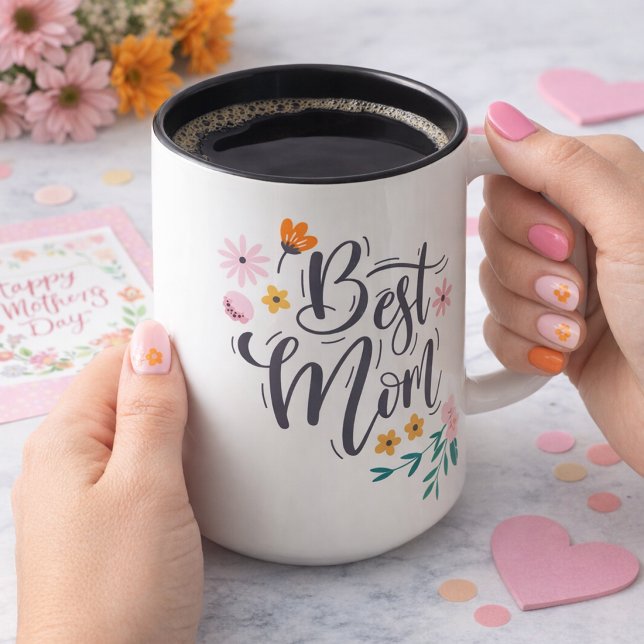 Caneca De Café Em Dois Tons Melhor Mãe (Criador carregado)